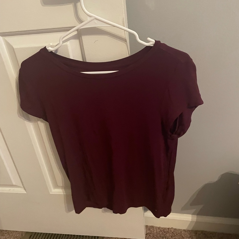Short Sleeve Maroon American Eagle Top
